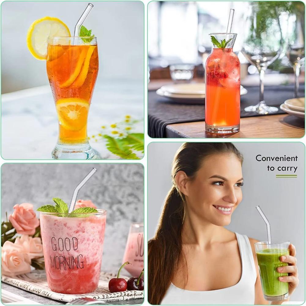 Glass Glass Straws Set Washable Transparent Drinking Straw Reusable Eco Friendly Tea Coffee Straw for Bar Accessories