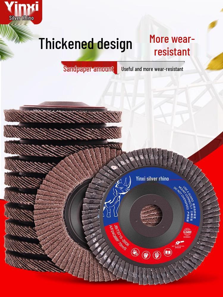 Silver Rhino Thickened Flap Disc: Stainless Steel & Metal Angle Grinder Polishing Wheel with Calcined Abrasive Cloth.