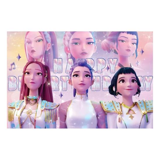 Фоновая ткань Демон Фильм Охотники С Днем Рождения Баннер Задник Подвесная ткань Украшение Детские товары для вечеринки