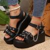 Модные женские босоножки на платформе со звездной пряжкой, готические летние туфли с цепочным декором, женские гладиаторские сандалии на толстой танкетке