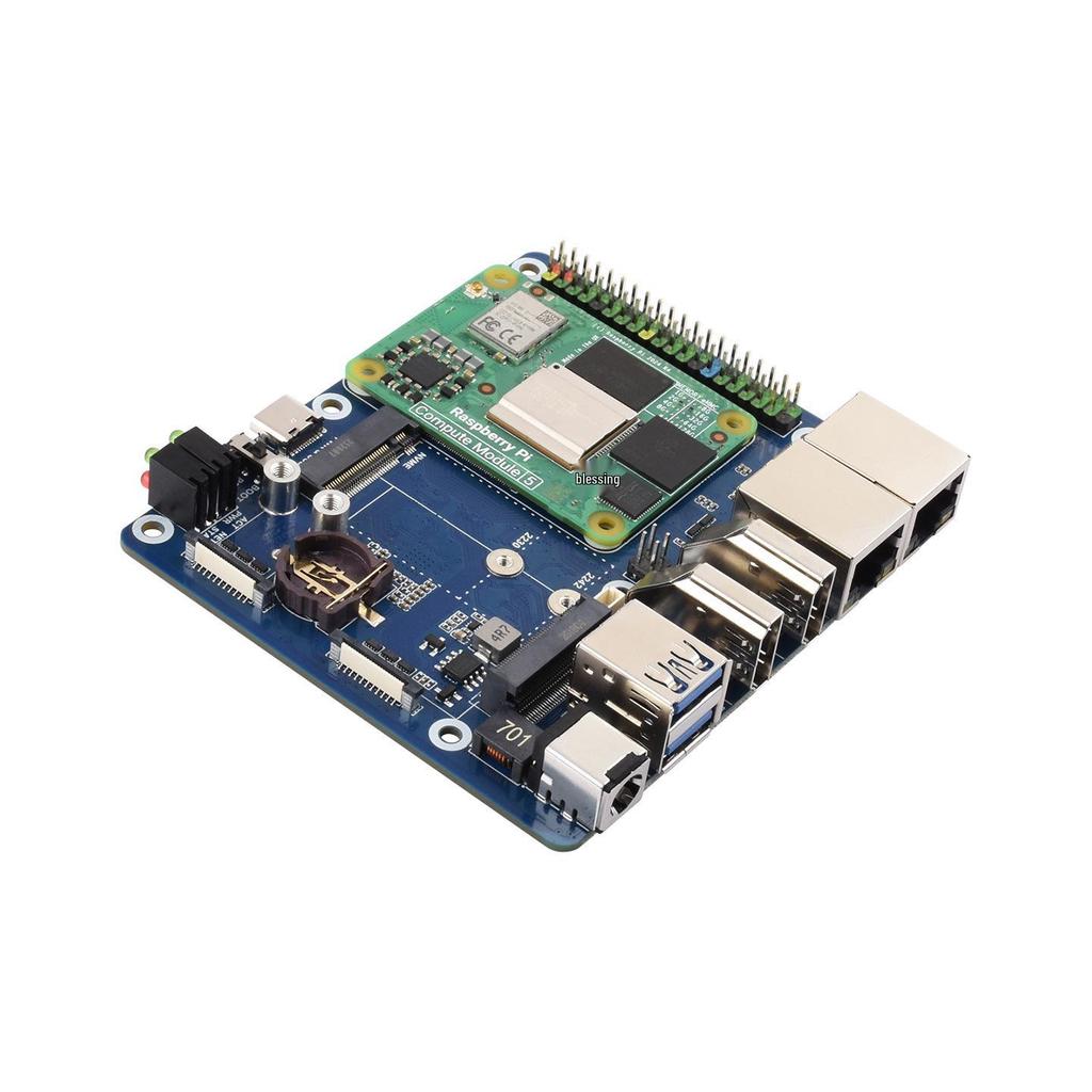 Raspberry Pi CM5 Dual Network Expansion Board with 4G/5G Module Support, Dual 4K Output, and Dual MIPI.