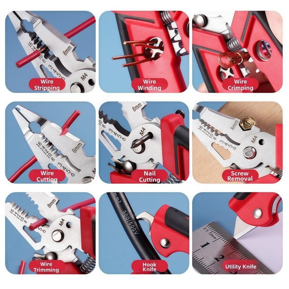 Многофункциональные электрические плоскогубцы Ручные плоскогубцы для разделения Плоскогубцы для зачистки проводов Инструменты электрика