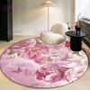 Элегантный 3D ковер в стиле ретро с большим цветком, круглый коврик для стула, классический коврик для журнального столика, ковер для прихожей, украшение в европейском стиле, прикроватный ковер