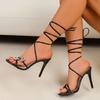 Fashion Summer Stiletto Sandals Women Fashion Round Head Open Toe Sequin Butterfly Knot Thin Strap Cross Strap Non-slip Wear High Heels