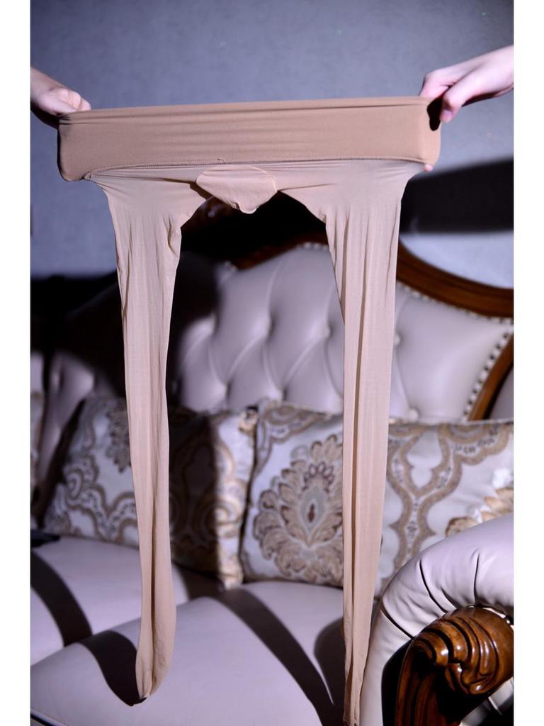 Шелковистые 0,01" Бесшовные Мужские Ультратонкие Прозрачные Колготки Большого Размера с Глубокой Ластовицей и Защитой JJ