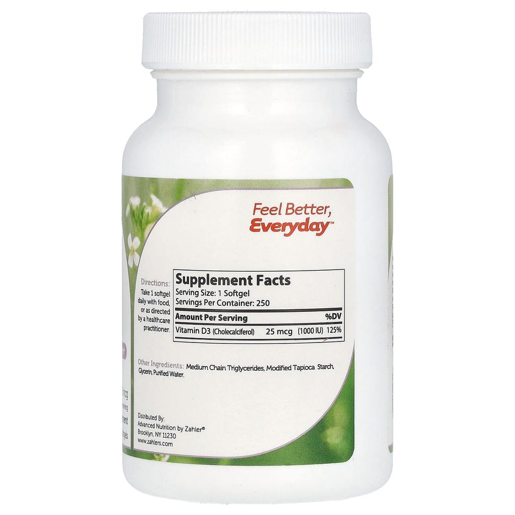 Vitamin D3, 25Mcg (1,000Iu), 250 Softgels
