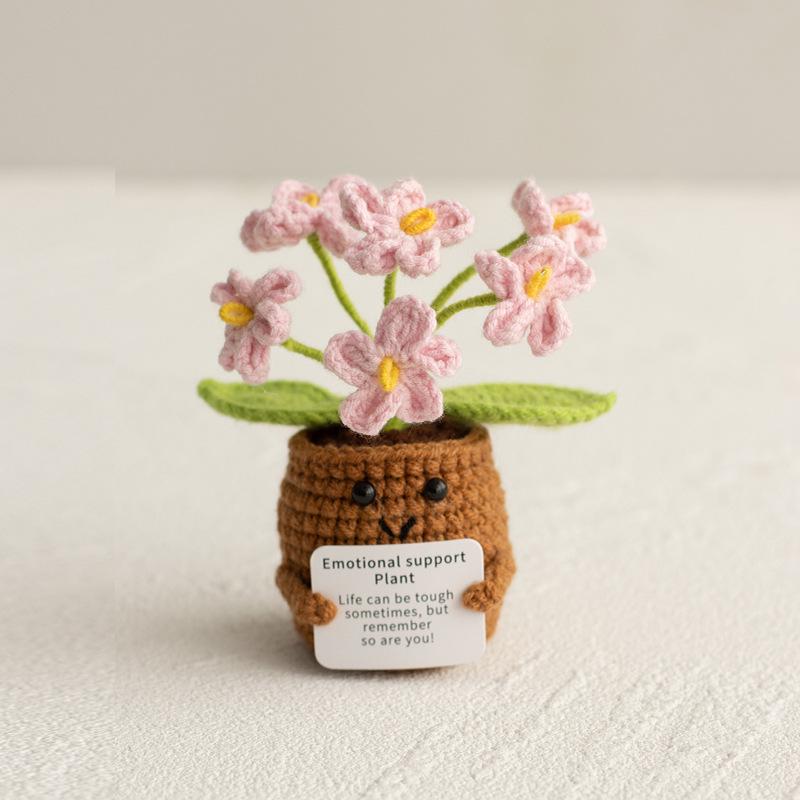 Positive Vibes Plant Doll: Knitted Potted Bouquet and Desk Ornament