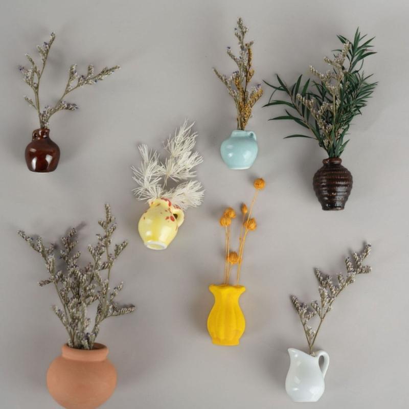 Набор из 7 магнитных мини-ваз для холодильника, украшение для дома, набор из дружелюбной керамики