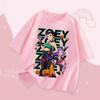 Kids Hallowmas Short Sleeve Clothing Gift KPop Demon Hunters T-shirt for Children Cartoon Tee Top White Round Collar Clothes
