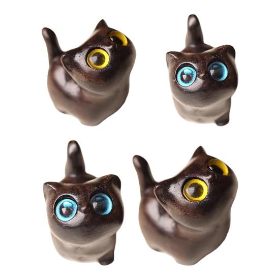 Ручная работа Черная Кошка Скульптура Маленькая Мультяшная Кошка Скульптура Рустик Мини Фигурка Кошки Милый Домашний Декор Подарок для Любителей Кошек Коллекционеров