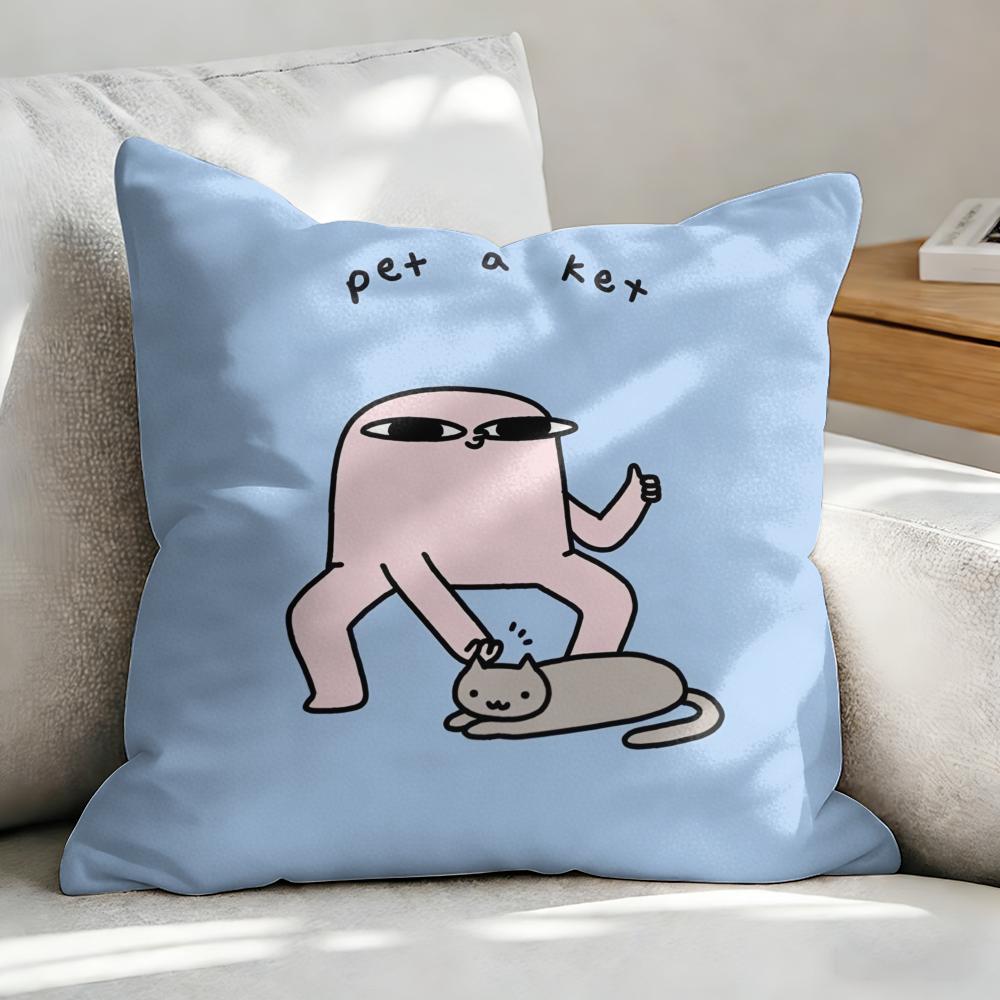 KKetnipz Cute Funny Cushion Cover Soft Plush Fabric DoubleSided Printed Sofa Cushion Cover for All Seasons Home Decor