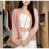 Soft Waxy Knitted Cardigan Sweater Jacket Women's Spring and Autumn New Retro Small Long-sleeved Top Women