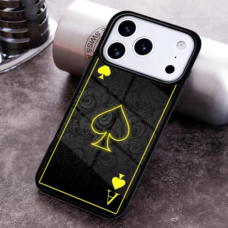 Пики Карты для игры в Покер Туз Арт Чехол для Телефона Для iPhone 17,16e,15,14,13,12,11,Mini,Pro,MAX Мягкий Силиконовый Чехол