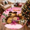 Masha and The Bear Pattern Round Rug, Indoor/Outdoor Mat, for Picnic, Gameroom, Bedroom, Office, Living Room, Home Decor Carpet, Birthday Gift