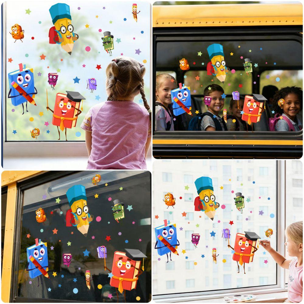 Waterproof Cartoon Stationery Static Sticker Multicolor Elecstatic Cling Decals Home Decoration