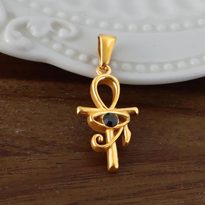 Yori 2Pcs Stainless Steel Key Heart Anchor Cross Pendant Vacuum Electroplating 18K Gold Color Preserving in Furnace
