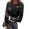 Женская и зимняя футболка с тонким низом, модная повседневная футболка с рождественским принтом и круглым вырезом, длинный рукав
