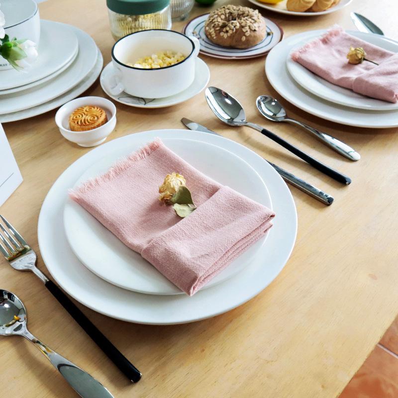 Разноцветная хлопково-льняная салфетка с кисточками для свадеб и обеденного стола