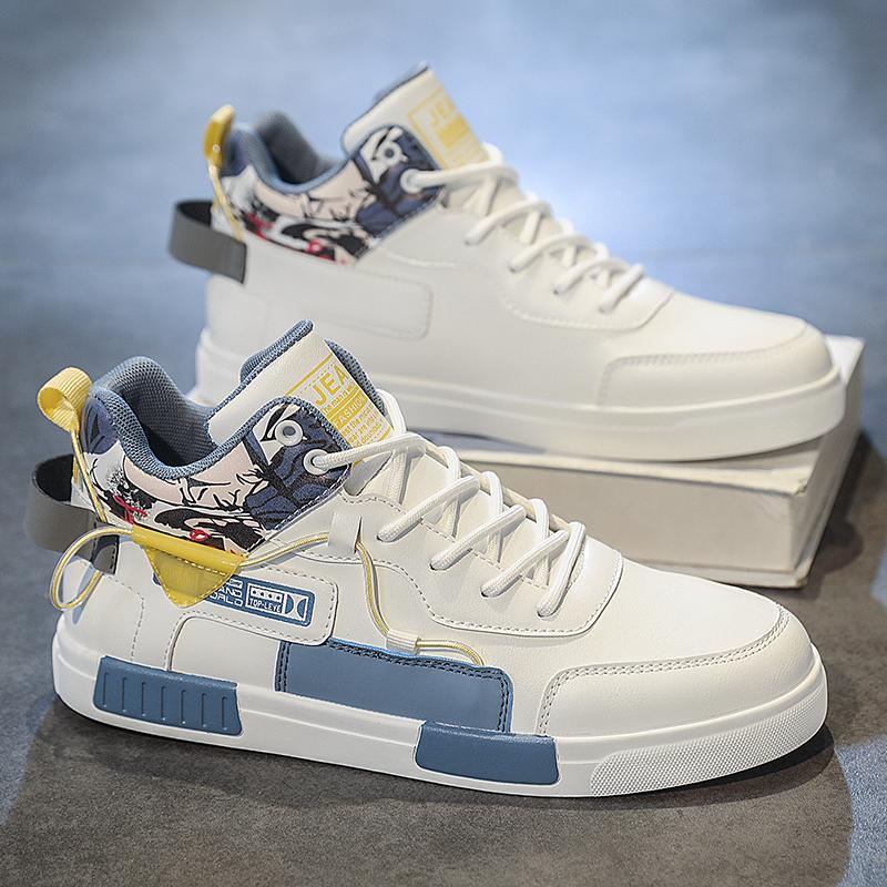 Мужская белая спортивная обувь, повседневная обувь, уличные кроссовки для бега, обувь для студентов, зимняя обувь больших размеров, высокие кеды