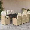 VidaXL 9-Piece Garden Dining Set with Cushions, Table and Chairs with Adjustable Backrest, Outdoor Patio Furniture 3212388