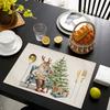 Christmas Placemat Convenient Durable Stylish Clear Printing Linen Table Mat for Festive Home Decoration