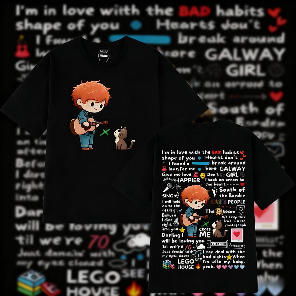 2025 Summer Ed Sheeran European Tour Graffiti Pattern Hot Sale T-Shirt Men Women Harajuku 100% Pure Cotton Printed T-shirt Y2k