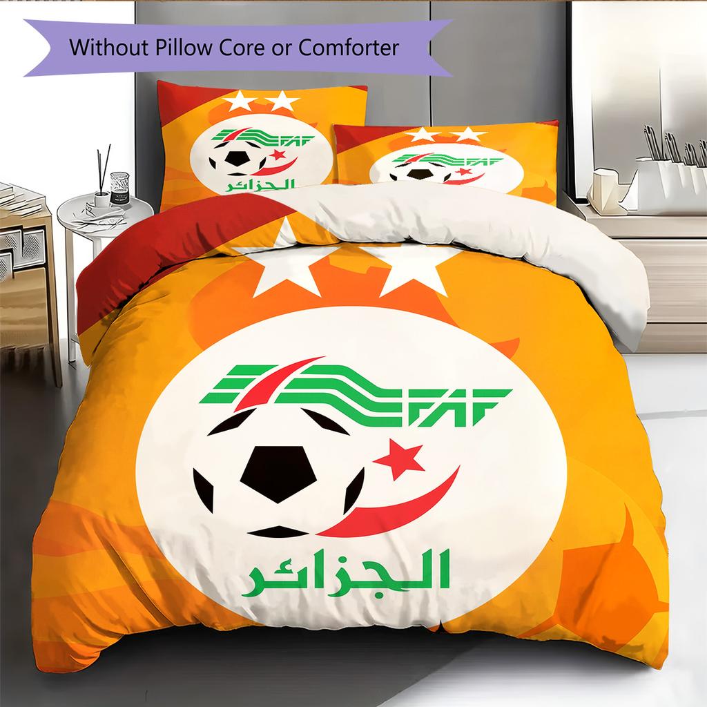 Algeria National Football Team Pattern Bedding Quilt Set Home Decoration Gift (1 * duvet cover + 2 * pillowcase without core)