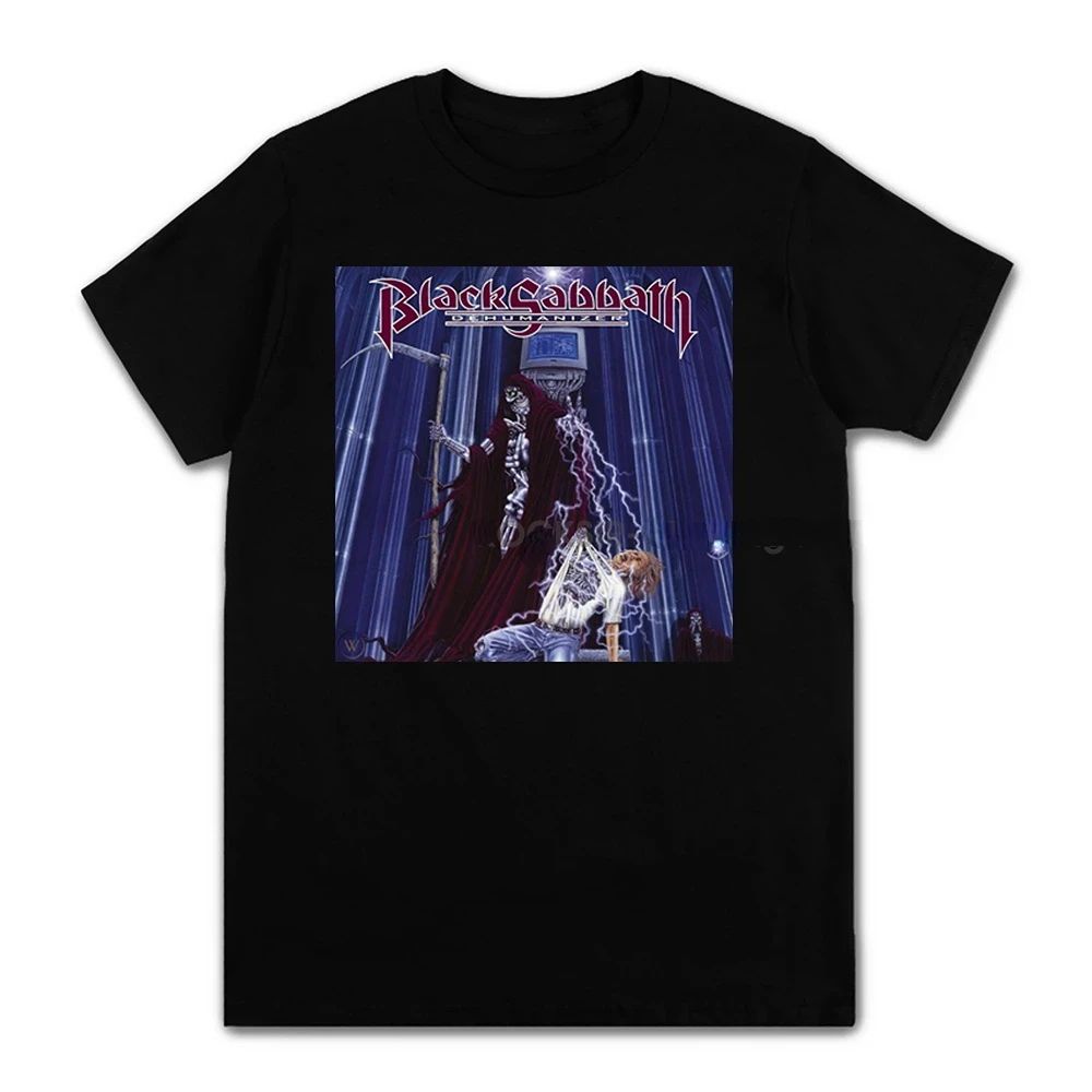 Черная футболка с принтом рок-группы Black Sabbath Мужская Женская Черная Оверсайз С коротким рукавом Большого размера Футболка Унисекс Уличная одежда