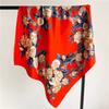 Rose Flower Scarf Silk Satin Matte Fabric Soft And Elegant Wrap 90Cm Square Headscarf For Women Shawls Bandana Lady Hijabs