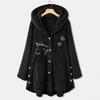 Women Winter Coat Thick Warm Thermal Long Sleeves Buttons Plush Butterflies Cozy Cat Pattern Winter Hoodie Coat for Outdoor