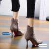 Women's Autumn/Winter Rhinestone Stiletto Ankle Boots with Zipper