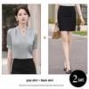 White Women's V-Neck Short Sleeve Shirt - Summer Professional Wear for a Goddess Style