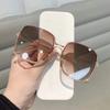 Новые модные солнцезащитные очки с большой оправой для женщин, украшение из рисовых гвоздей, оверсайз, винтажные, прямоугольные, очки от солнца