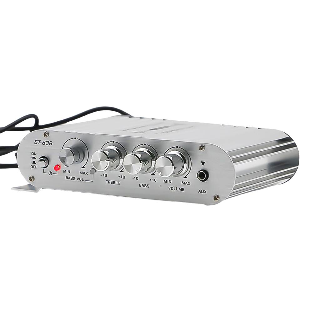 ST-838 HiFi 2.1 Channel Power Amplifier Bass and Treble Adjustment 80W*2 Stereo Bass Sound Amp Audio Amplifier Mini Media Player