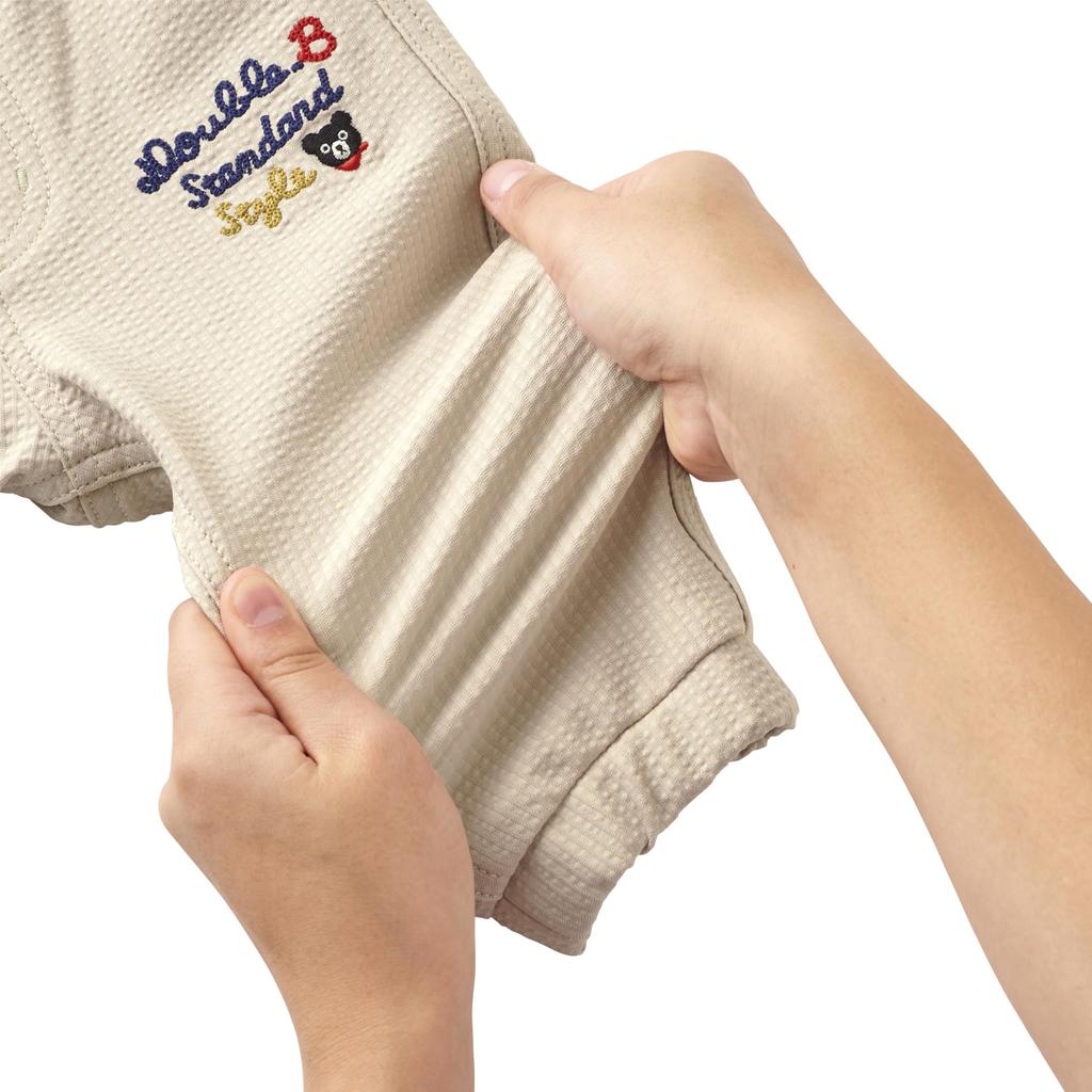 MIKI HOUSE Double B Long Quarter Beige [MIKI HOUSE] Брюки, Штаны, Брюки, Длина, Логотип, Простые, Однотонные, Мальчики, Девочки, Младенцы, Дети, Детская