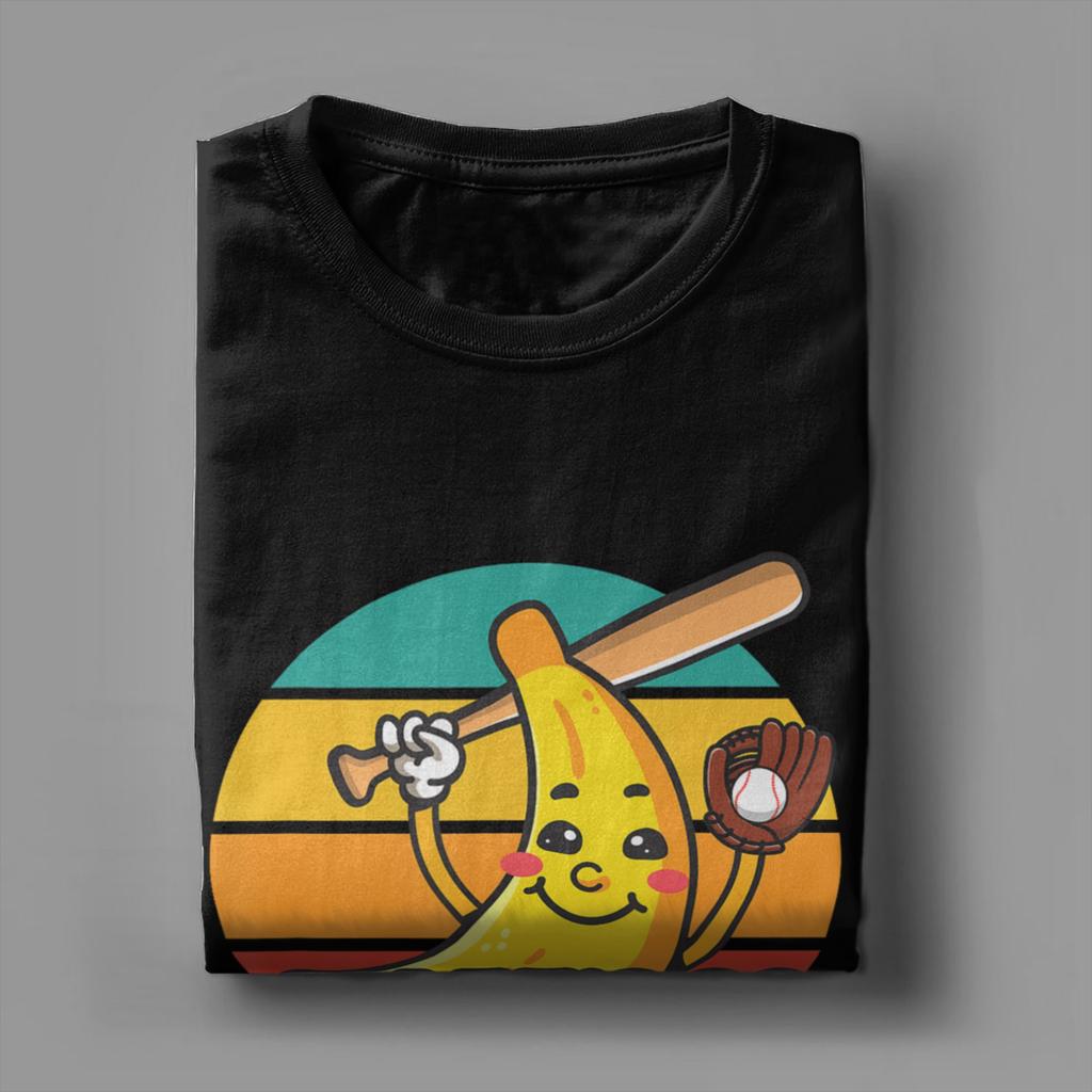 Vintage Banana Funny Baseball TShirt Unisex Crewneck Pure Cotton T Shirts Short Sleeve Tees Printed Tops