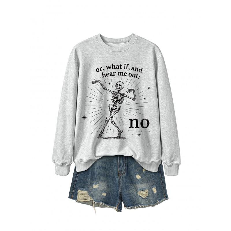 Womens Casual Printed Pullover Sweatshirt - Fashionable All-match Long Sleeve Top