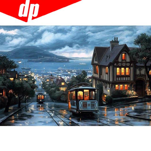 Needlework Diy Handicrafts Night City Landscape Diamond Painting Street Painting Diamond Embroidery