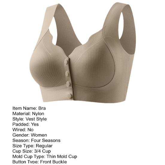 Женский бюстгальтер, бесшовный эластичный плечевой ремень, чистый цвет, беспроводная передняя застежка на пуговицах, хорошая воздухопроницаемость, высокая эластичность