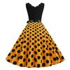 Женское вечернее платье трапециевидной формы без рукавов в стиле ретро в стиле пэчворк с принтом в горошек