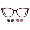 Clip On Cat Eye Dark Red Bree With Clip On Two Set U 0299 009 fashiOn Women Eyeglasses