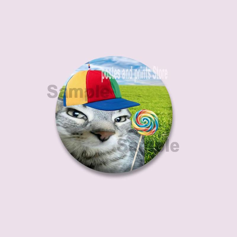 Funny Pet Cat Series Brooches Cute Animal Lapel Pins Cartoon Round Badge on Backpack Accessories Jewelry Gifts for Friends Kids