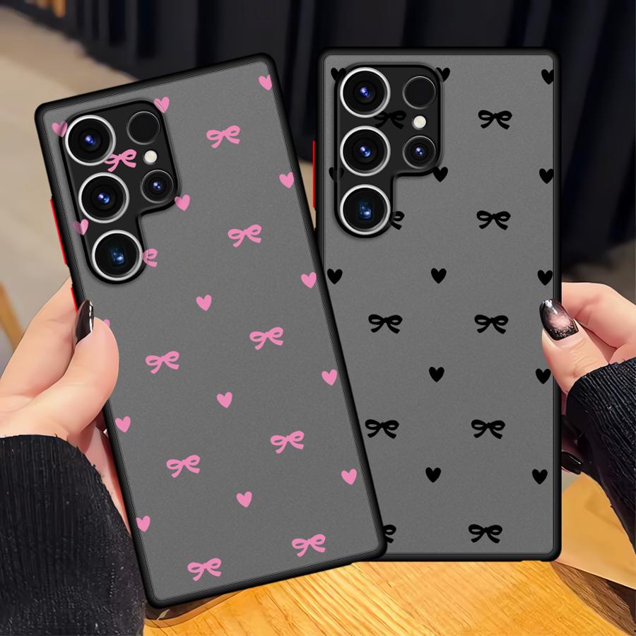INS Корейский Милый Сердечко с Бантом Чехол Задняя Крышка Телефона для Samsung Galaxy S21 S24 Plus S26 S22 S20 FE Note 20 Ultra 10+ S23