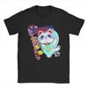Хлопковые топы с принтом 'Turbo Cat Dandadan T Shirt' Ретро Аниме С круглым вырезом Короткий рукав