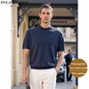 POLOMEISDO Men's 100% Cashmere Short-Sleeve Mock Neck Sweater