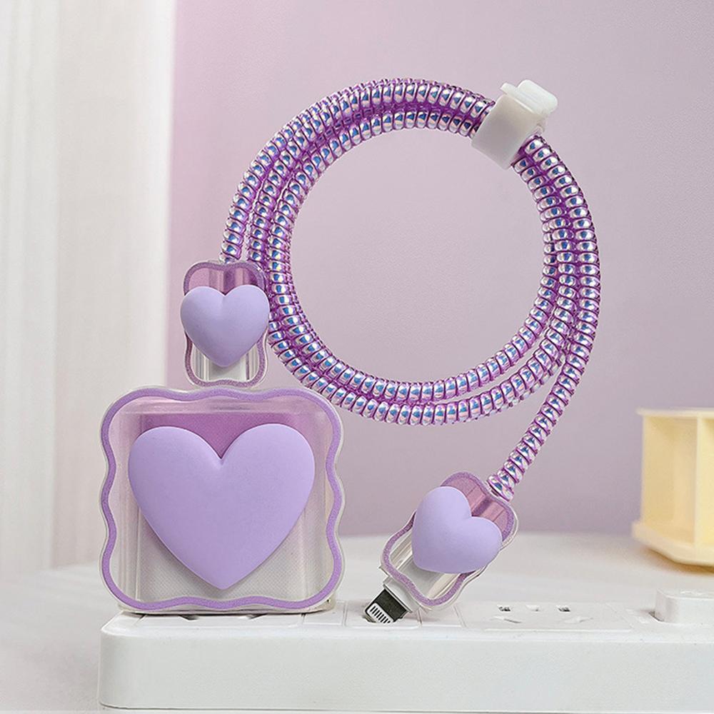 Applicable To Apple Data Cable Protective Cover Charger 18-20W Anti-breakage Winder Cute Flower Animal Advanced INS Style
