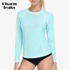 CHARMLEAKS Женская рубашка с длинным рукавом для защиты от солнца UPF 50+, Рашгард, Быстросохнущая, Спортивная футболка, Топ (Нет дна)