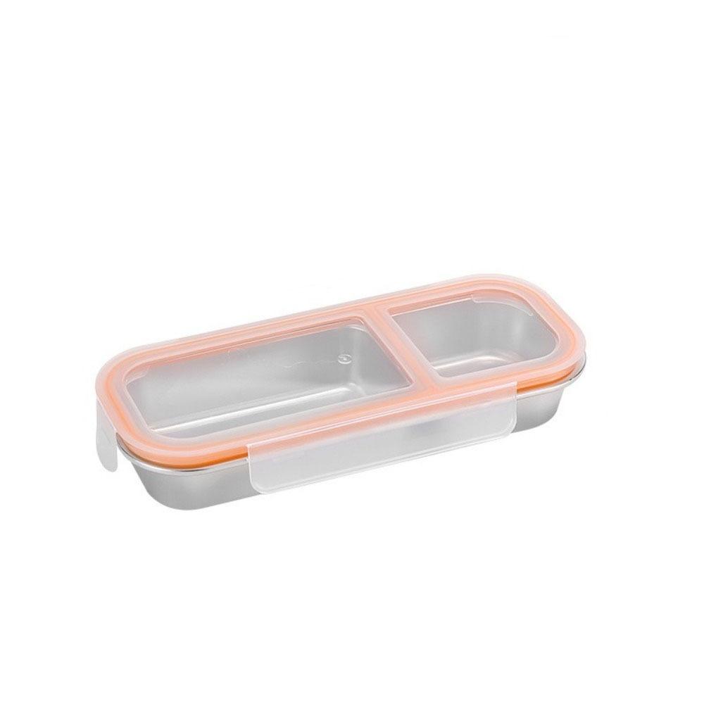 Reusable Food Storage Container Leakproof Seasoning Tray Stainless Steel Lunch Box Office
