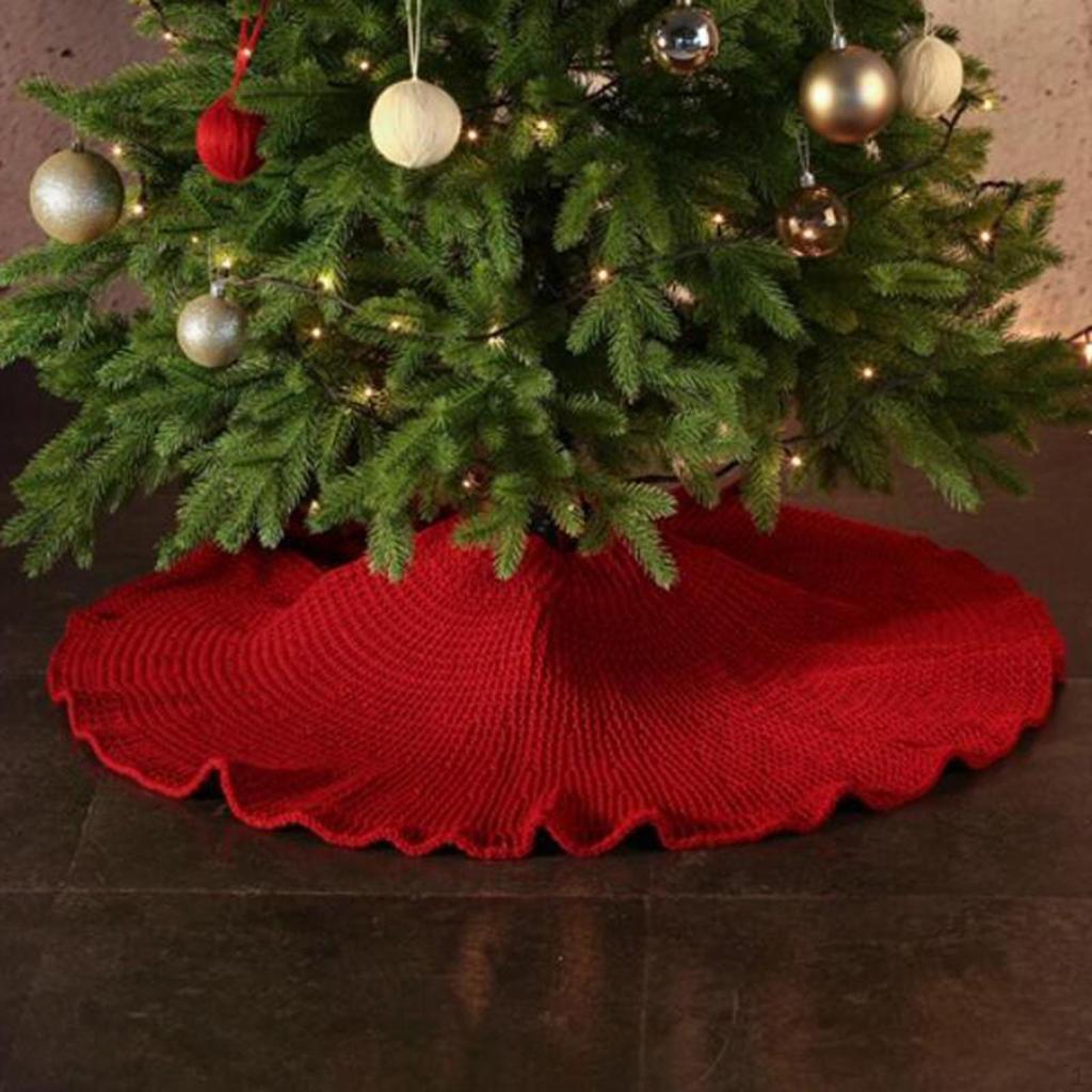 Knitted Christmas Skirt Base Cover 92cm Round Carpet Ornament for Bedroom Farmhouse Office