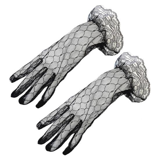 1 пара винтажных однотонных тюлевых перчаток с рюшами и манжетами, кружевные летние перчатки для невесты для клуба